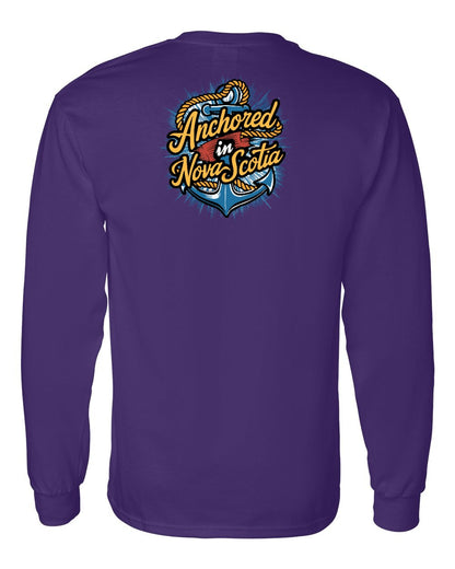 Anchored In Nova Scotia (Old Design) Left Chest and Back Long Sleeve Tee