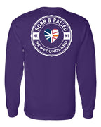 Born and Raised NFLD Heart Flag Left Chest & Back Long Sleeve Tee - Unisex