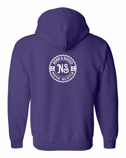 Born & Raised Nova Scotia Left Chest and Back zip-hoodie