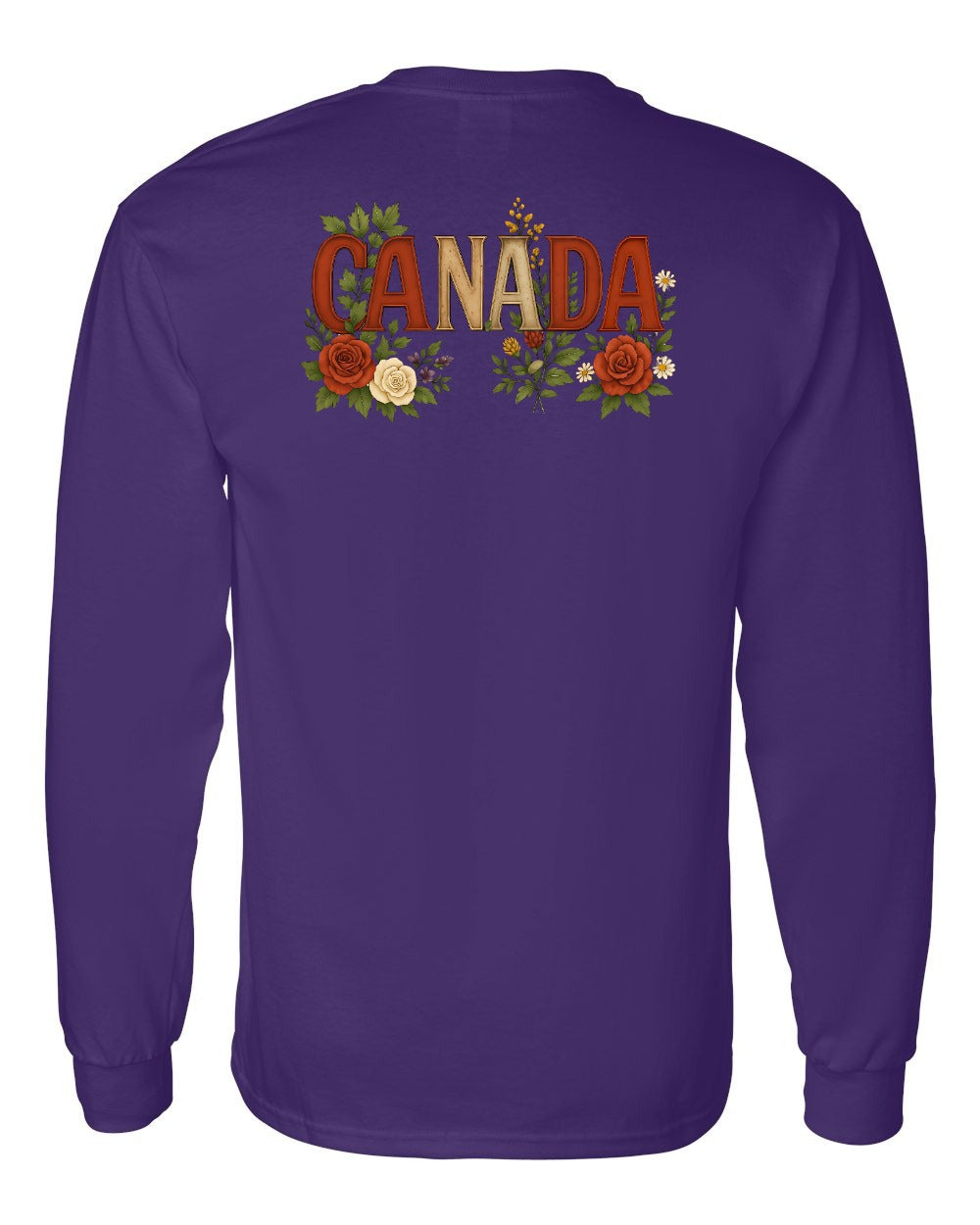 Canada Flowers Left Chest and Back Long Sleeve - Gildan Canada (sewn Internationally) - Unisex