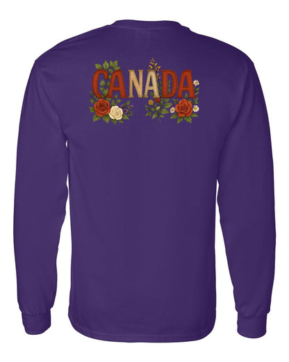 Canada Flowers Left Chest and Back Long Sleeve