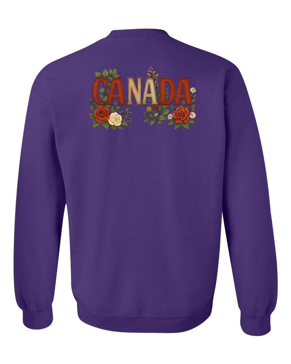 Canada Flowers Left Chest and Back Crewneck Sweatshirt - Gildan Canada (sewn Internationally) - Unisex