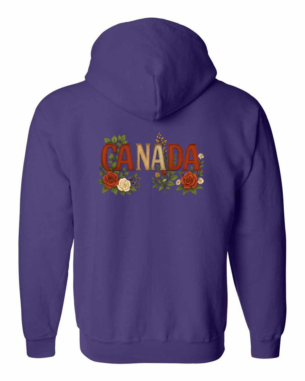 Canada Flowers Left Chest and Back Zip Hoodie - Gildan Canada (sewn Internationally) - Unisex