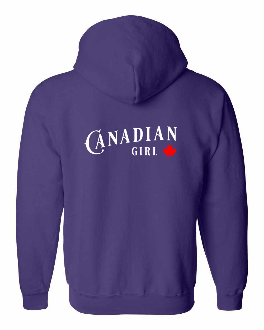 Canadian Girl  Leaf Left Chest and Back Zip Hoodie - Gildan Canada (sewn Internationally) - Unisex