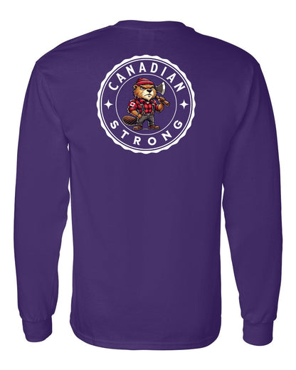 Canadian Strong Beaver Left Chest and Back Long Sleeve
