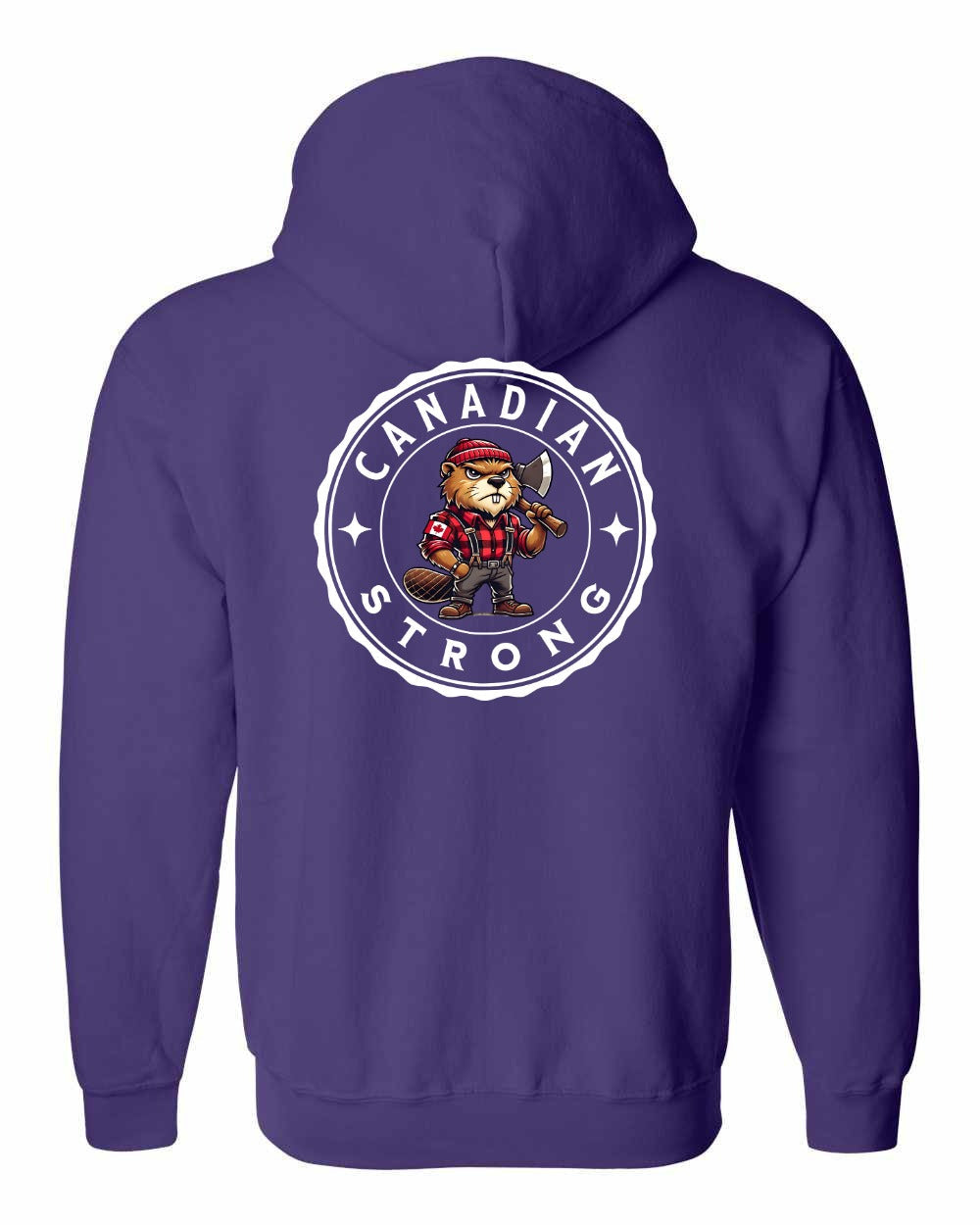 Canadian Strong Beaver Left Chest and Back Zip Hoodie - Gildan Canada (sewn Internationally) - Unisex