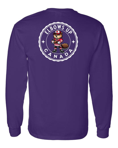Elbows up Beaver Left Chest and Back Long Sleeve