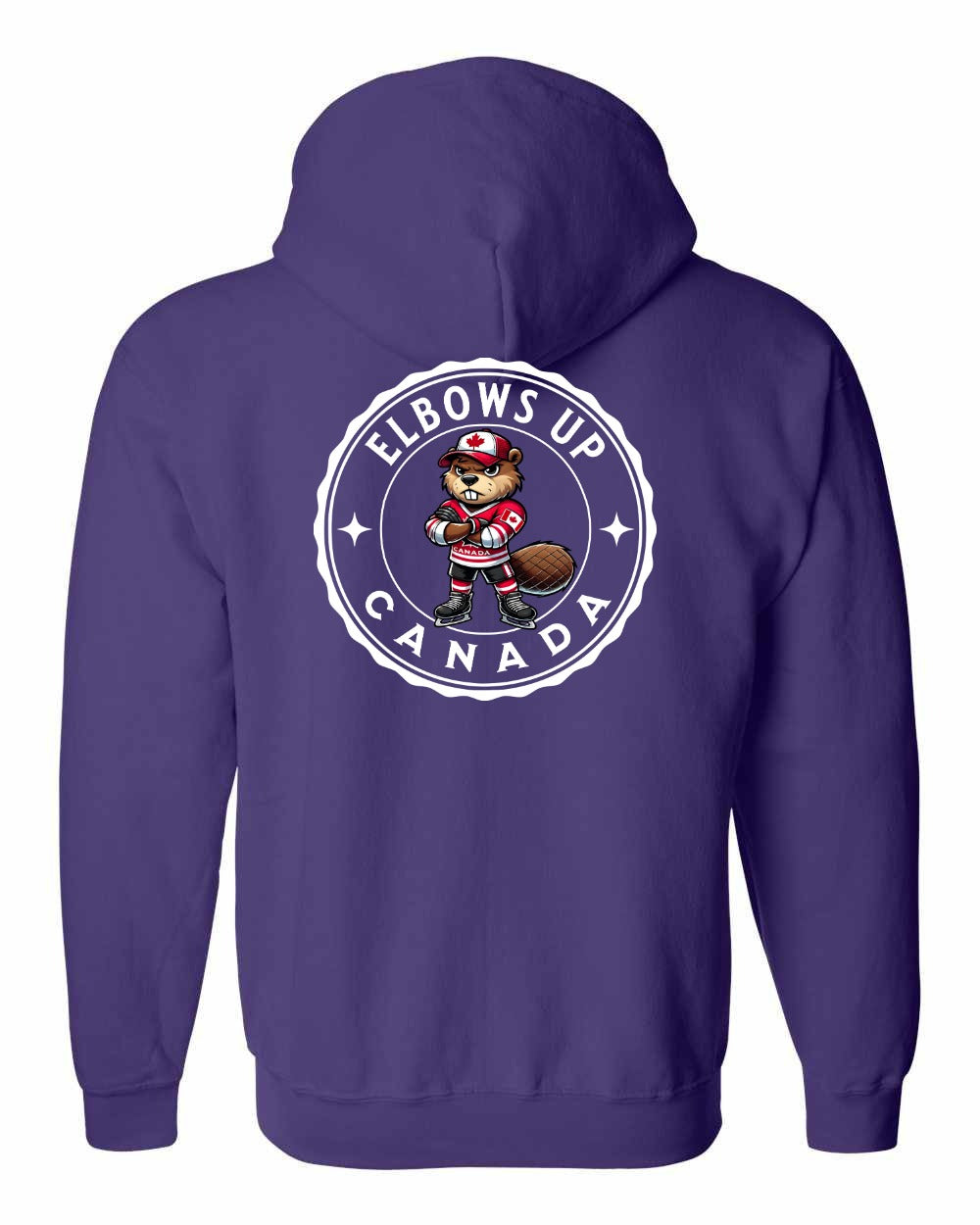 Elbows up Beaver Left Chest and Back Zip Hoodie - Gildan Canada (sewn Internationally) - Unisex