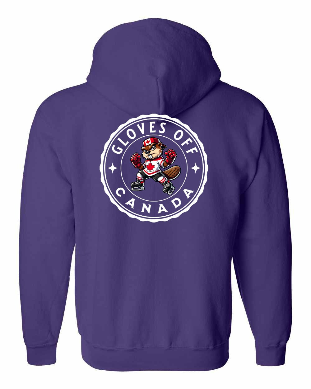 Gloves Off Beaver Left Chest and Back Zip Hoodie - Gildan Canada (sewn Internationally) - Unisex