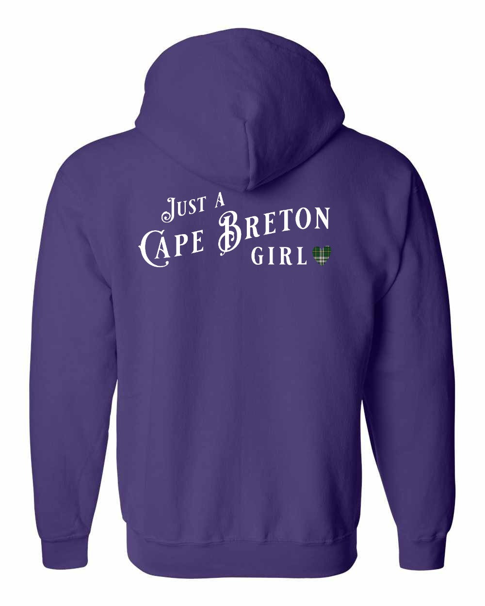 Just a Cape Breton Girl Tartan Left Chest and Back Zip Hoodie