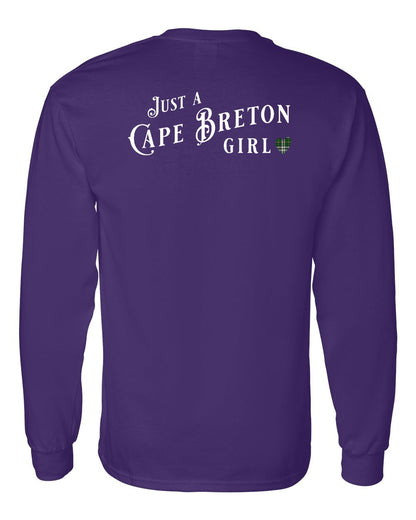 Just a Cape Breton Girl Tartan Left Chest and Back Long Sleeve Tee
