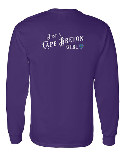 Just a Cape Breton Girl Tartan Left Chest and Back Long Sleeve Tee