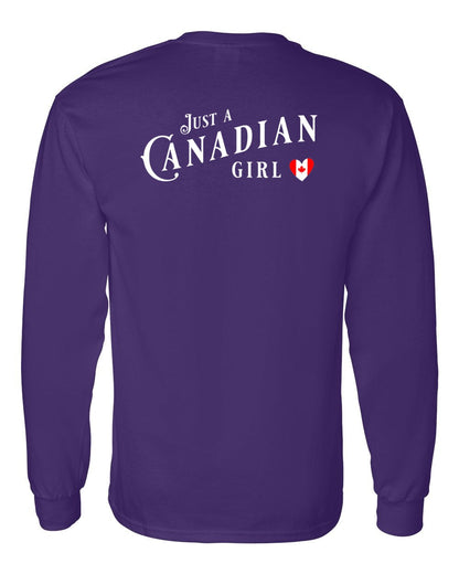 Just A Canadian Girl (Heart Flag Full) Left Chest and Back Long Sleeve