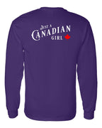 Just a Canadian Girl Left Chest and Back Long Sleeve - Gildan Canada (sewn Internationally) - Unisex