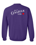 Just a canadian Girl Left Chest and Back Crewneck Sweatshirt - Gildan Canada (sewn Internationally) - Unisex