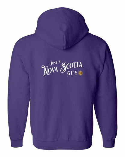 Just a Nova Scotia Guy yellow Left Chest and Back zip-hoodie