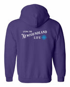 Living the NFLD Life blue Left Chest and Back Zip Hoodie - Unisex