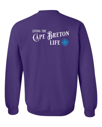 Living the Cape Breton Life blue Left Chest and Back Crewneck Sweatshirt
