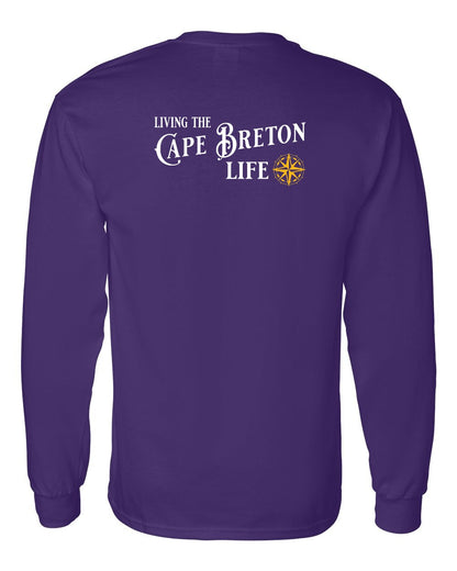 Living the Cape Breton Life yellow Left Chest and Back Long Sleeve Tee