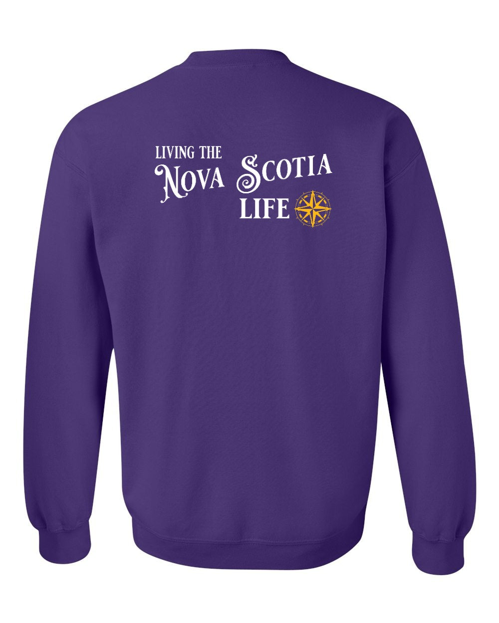 Living the Nova Scotia Life yellow Left Chest and Back crew-neck