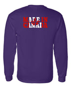 Made in Canada Flag Background Left Chest and Back Long Sleeve - Gildan Canada (sewn Internationally) - Unisex