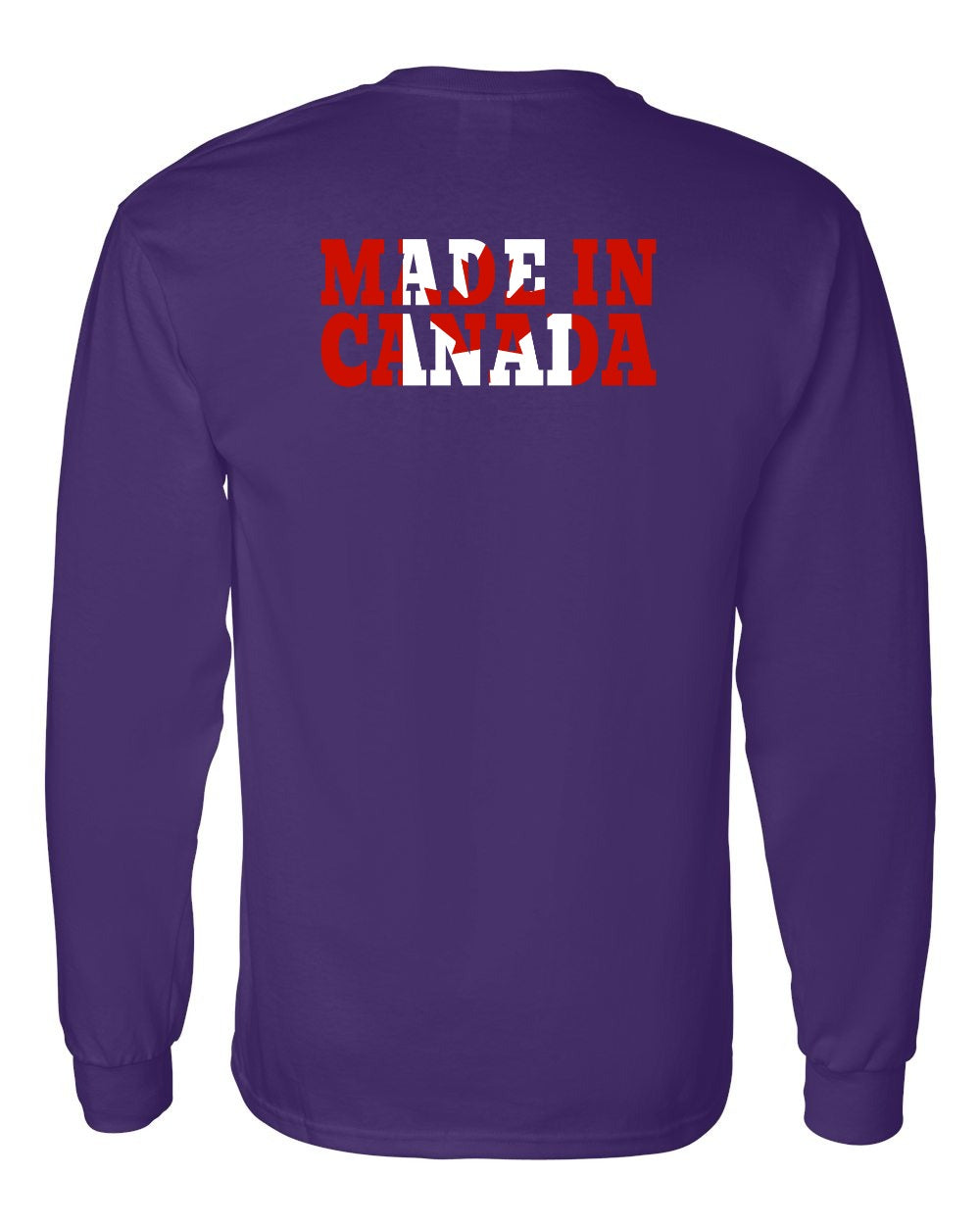 Made in Canada Flag Background Left Chest and Back Long Sleeve - Gildan Canada (sewn Internationally) - Unisex