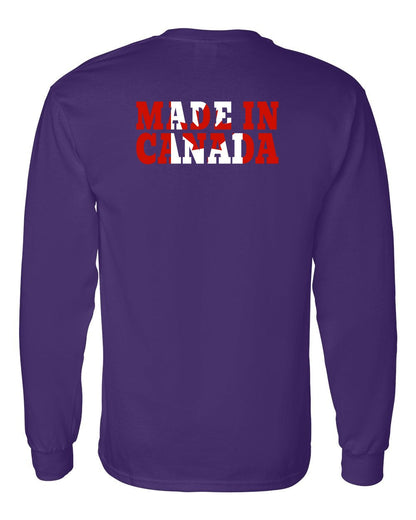 Made in Canada Flag Background Left Chest and Back Long Sleeve