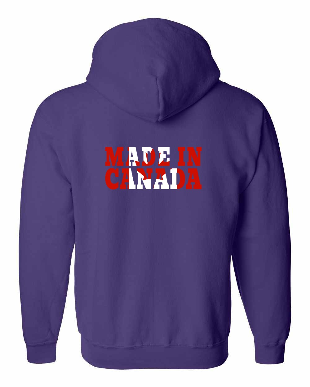 Made in Canada Flag Background Left Chest and Back Zip Hoodie - Gildan Canada (sewn Internationally) - Unisex