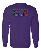 Made in Canada Plaid Background Left Chest and Back Long Sleeve - Gildan Canada (sewn Internationally) - Unisex