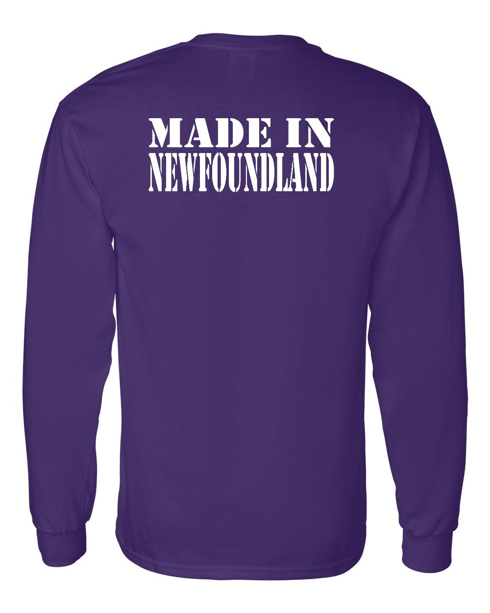 Made In NFLD ( White Lettering) Left Chest and Back Long Sleeve - Unisex