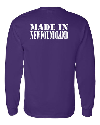 Made In Newfoundland ( White Lettering) Left Chest and Back Long Sleeve
