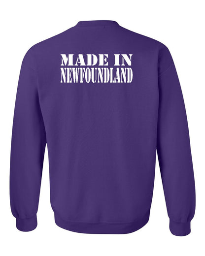 Made In Newfoundland ( White Lettering) Left Chest and Back Crewneck Sweatshirt