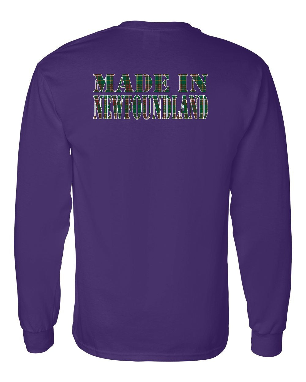 Made In NFLD ( Tartan Lettering) Left Chest and Back Long Sleeve - Unisex