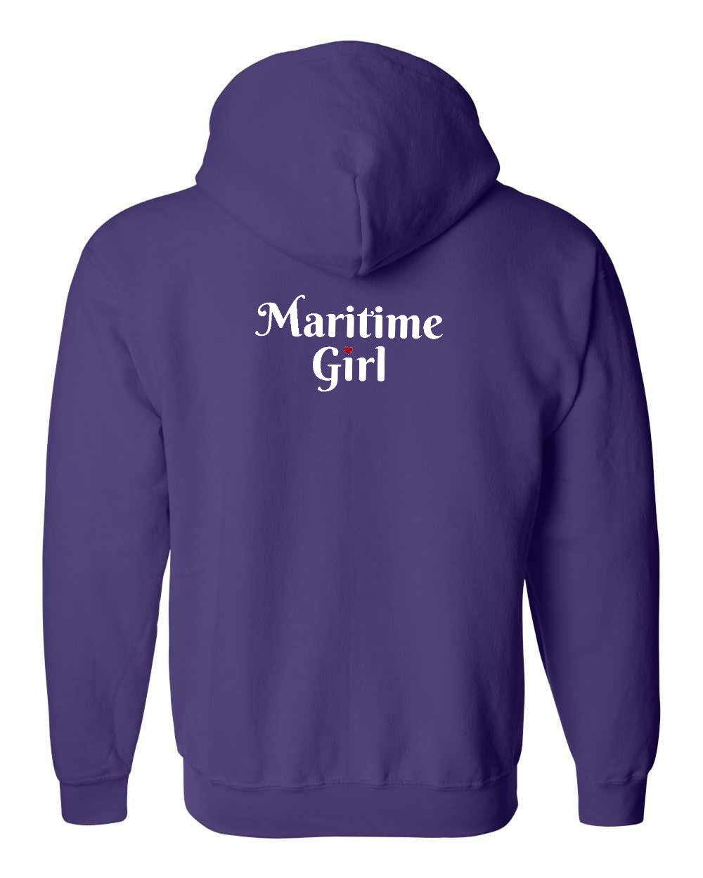 Maritime Girl Heart Dot Left Chest & Back Zip Hoodie - Unisex