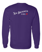 NB Girl Red Heart Left Chest and Back Long Sleeve Tee - Unisex