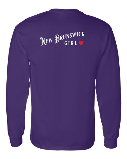 New Brunswick Girl Red Heart Left Chest and Back Long Sleeve Tee