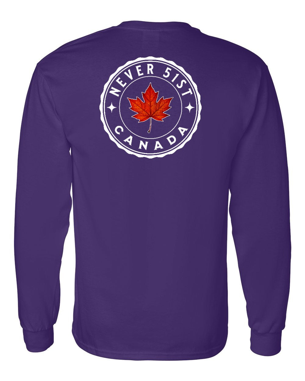 Never 51st Leaf Left Chest and Back Long Sleeve - Gildan Canada (sewn Internationally) - Unisex