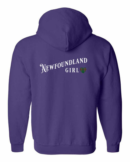 Newfoundland Girl Tartan Left Chest and Back Zip Hoodie