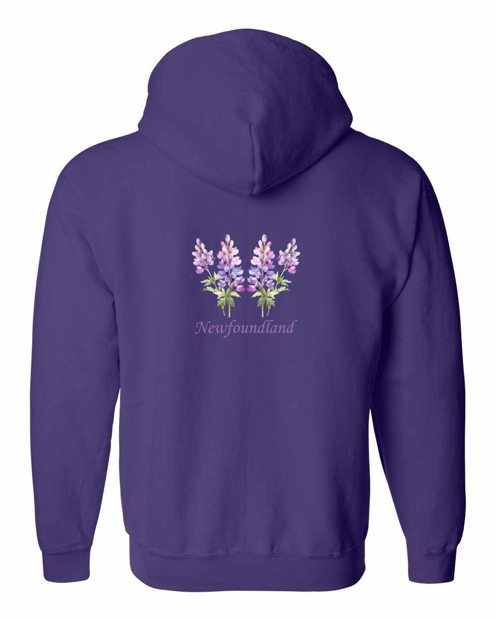 Newfoundland Lupins Left Chest and Back Zip Hoodie