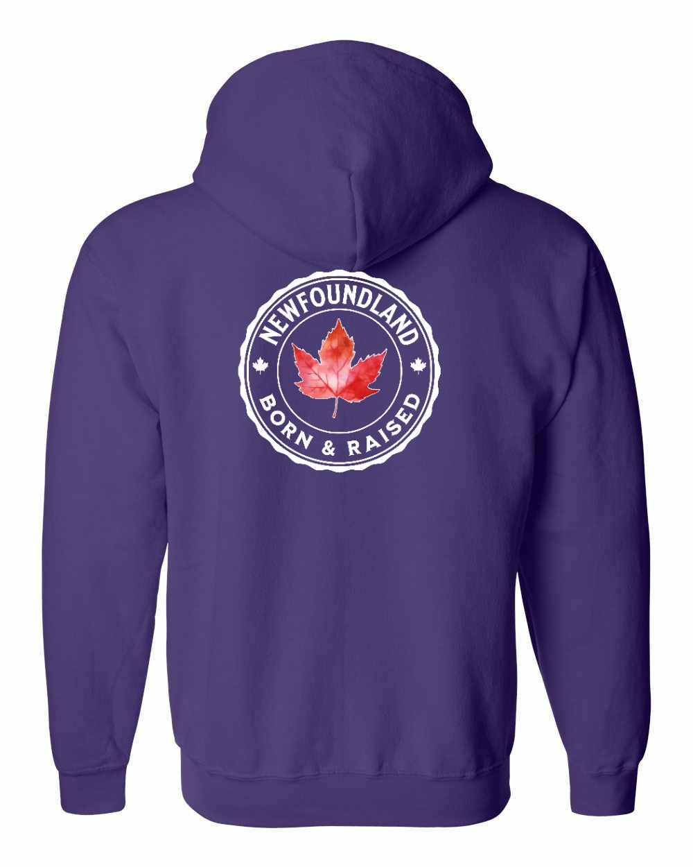 Born and Raised Newfoundland Left Chest and Back Zip Hoodie - Gildan Canada (sewn Internationally)