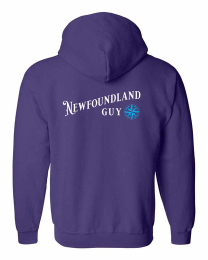 Newfoundland Guy blue Left Chest and Back Zip Hoodie
