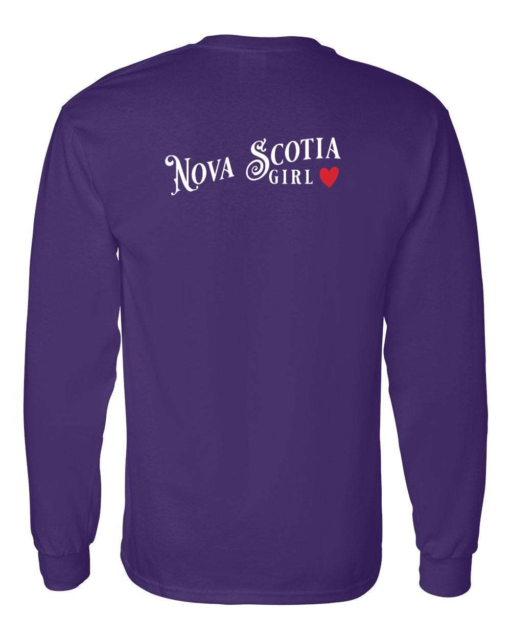 Nova Scotia Girl Red Heart Left Chest and Back Long Sleeve Tee