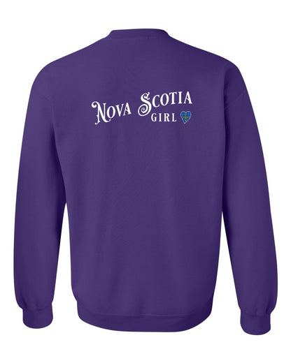 Nova Scotia Girl Tartan Heart Left Chest and Back crew-neck