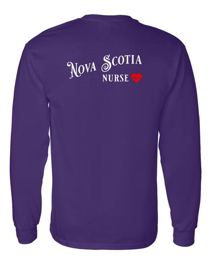 Nova Scotia Nurse Left Chest and Back Long Sleeve Tee