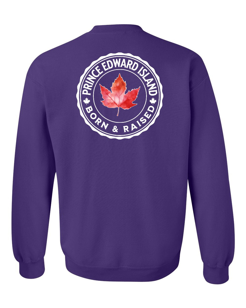 Born and Raised PEI Left Chest and Back Crewneck Sweatshirt - Gildan Canada (sewn Internationally) - Unisex