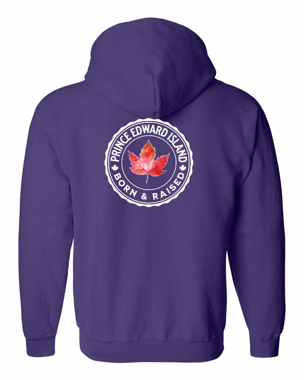 Born and Raised Prince Edward Island Left Chest and Back Zip Hoodie - Gildan Canada (sewn Internationally)