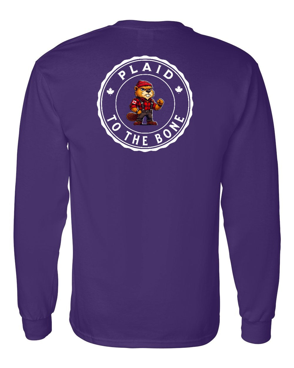 Plaid to the Bone Beaver Left Chest and Back Long Sleeve - Gildan Canada (sewn Internationally) - Unisex
