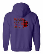 Plaid to the Bone Stacked Leaf Left Chest and Back Zip Hoodie - Gildan Canada (sewn Internationally) - Unisex