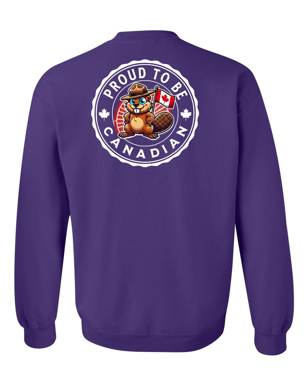 Proud to be Canadian Beaver Left Chest and Back Crewneck Sweatshirt - Gildan Canada (sewn Internationally) - Unisex