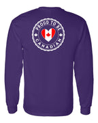 Proud to be Canadian Heart Flag Left Chest and Back Long Sleeve - Gildan Canada (sewn Internationally) - Unisex